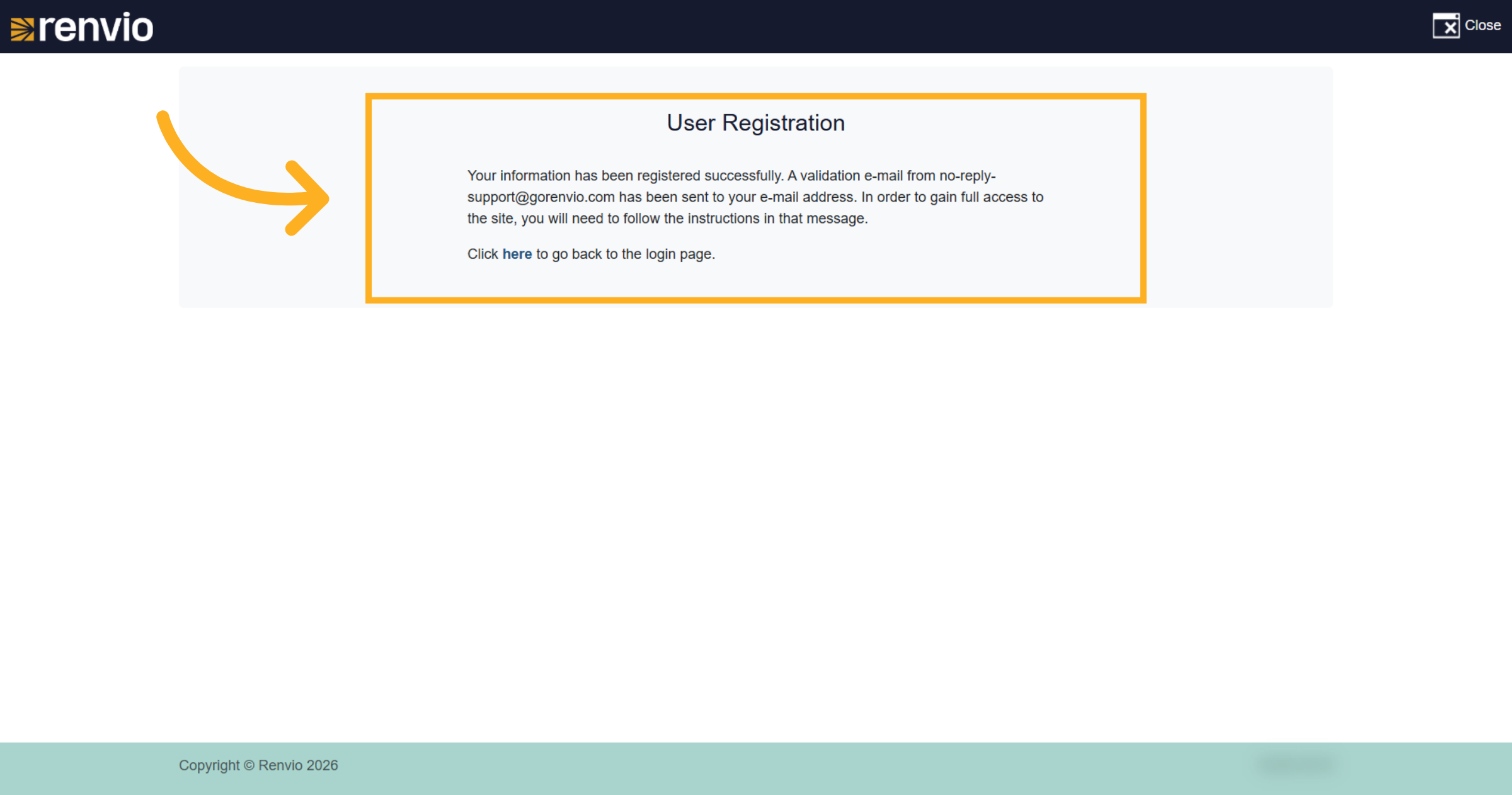 Confirm Registration Success