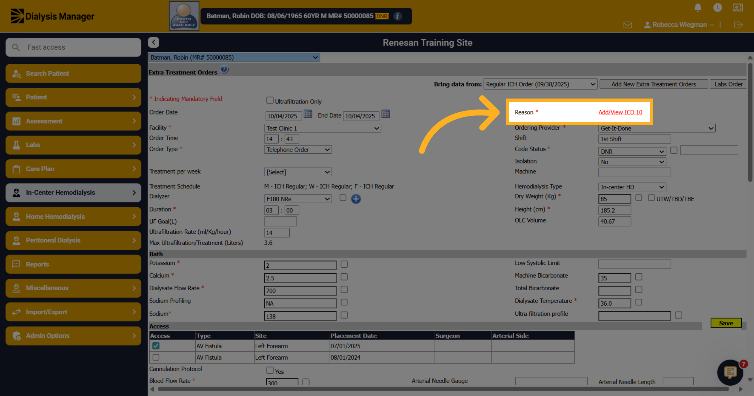 Click 'Add/View ICD 10'