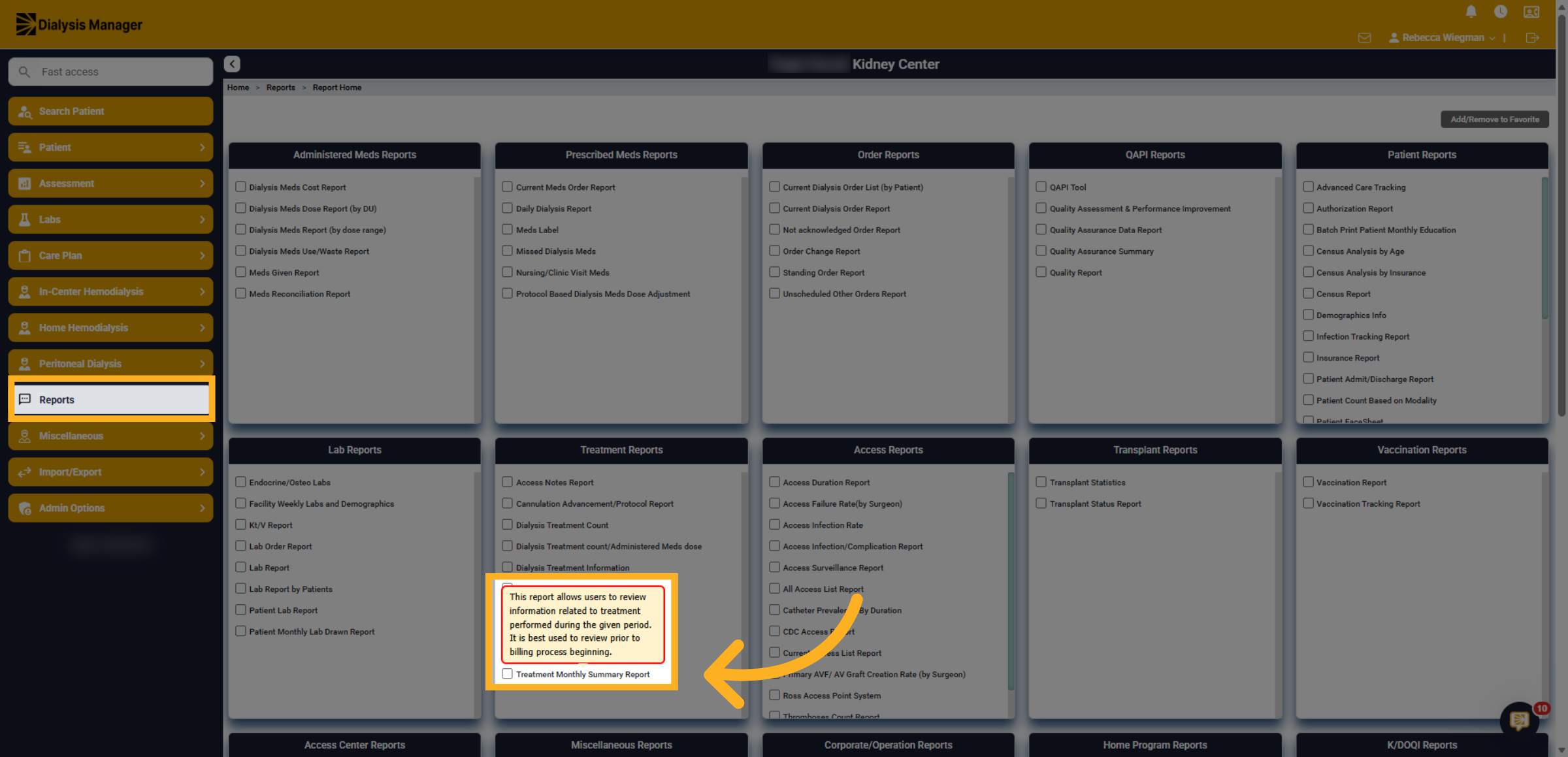 Report Menu