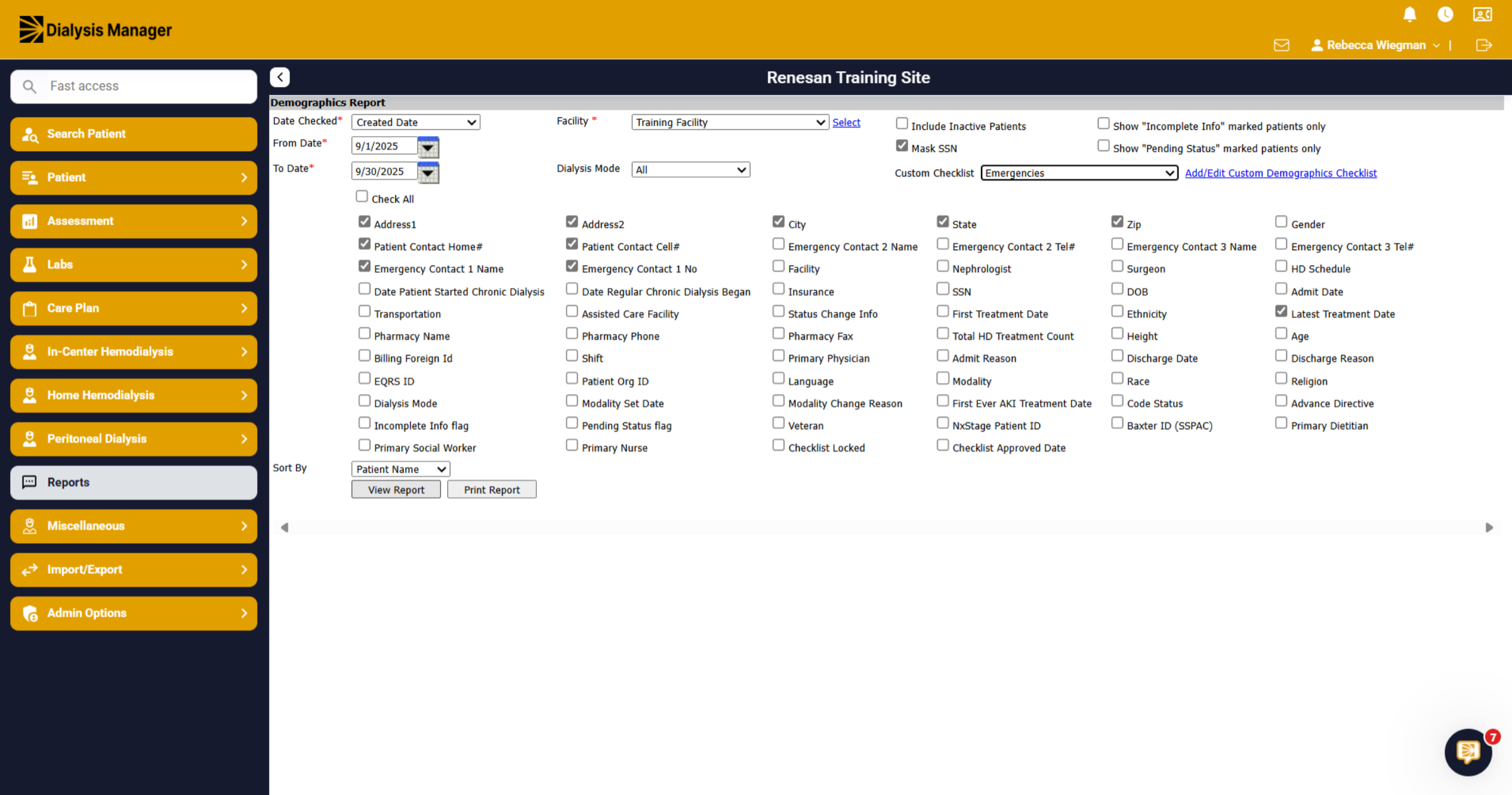View Selected Report