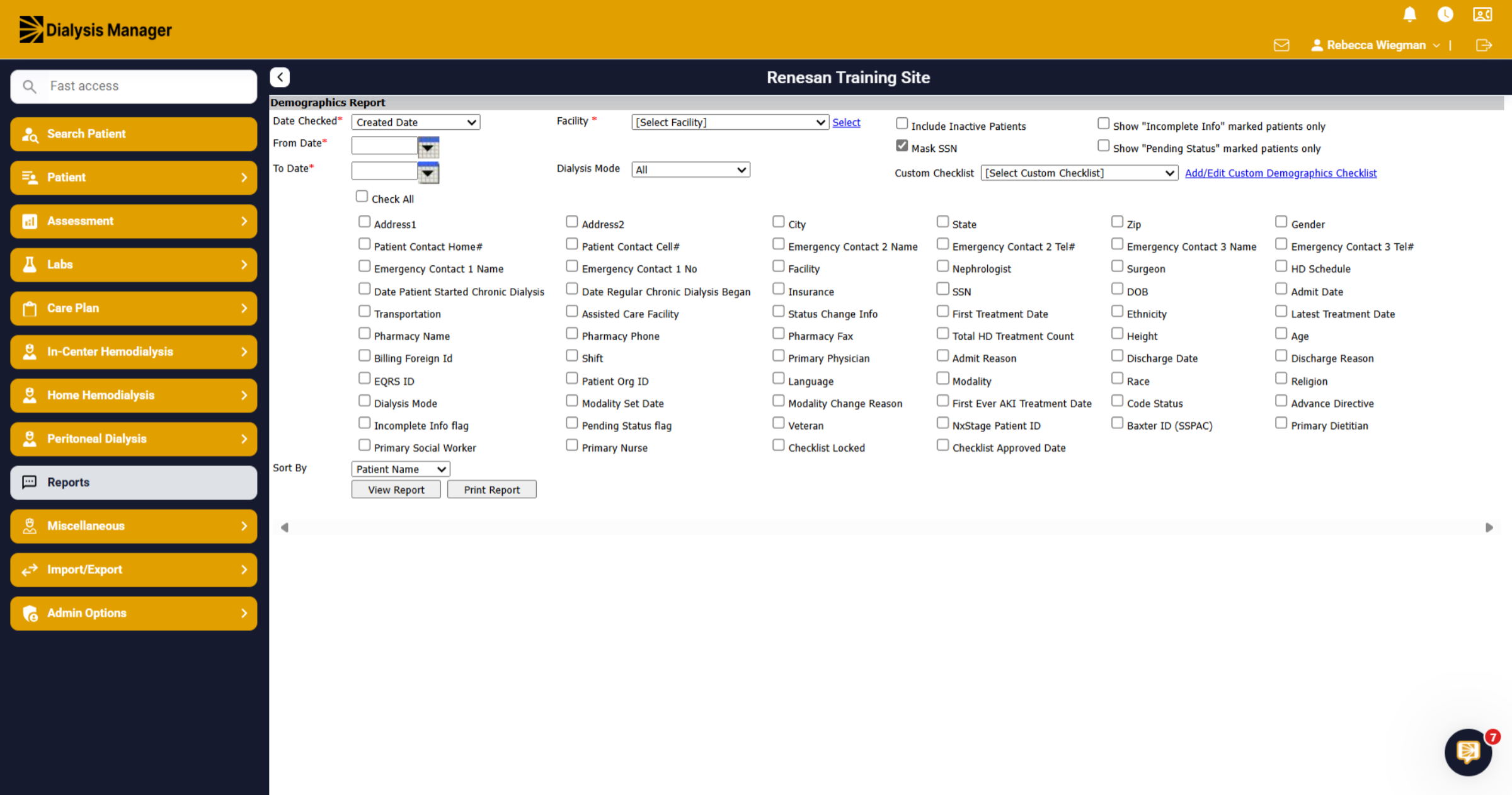 Demographic Info filters