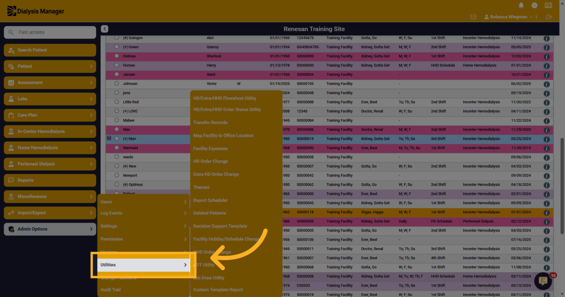 Access Utilities Menu