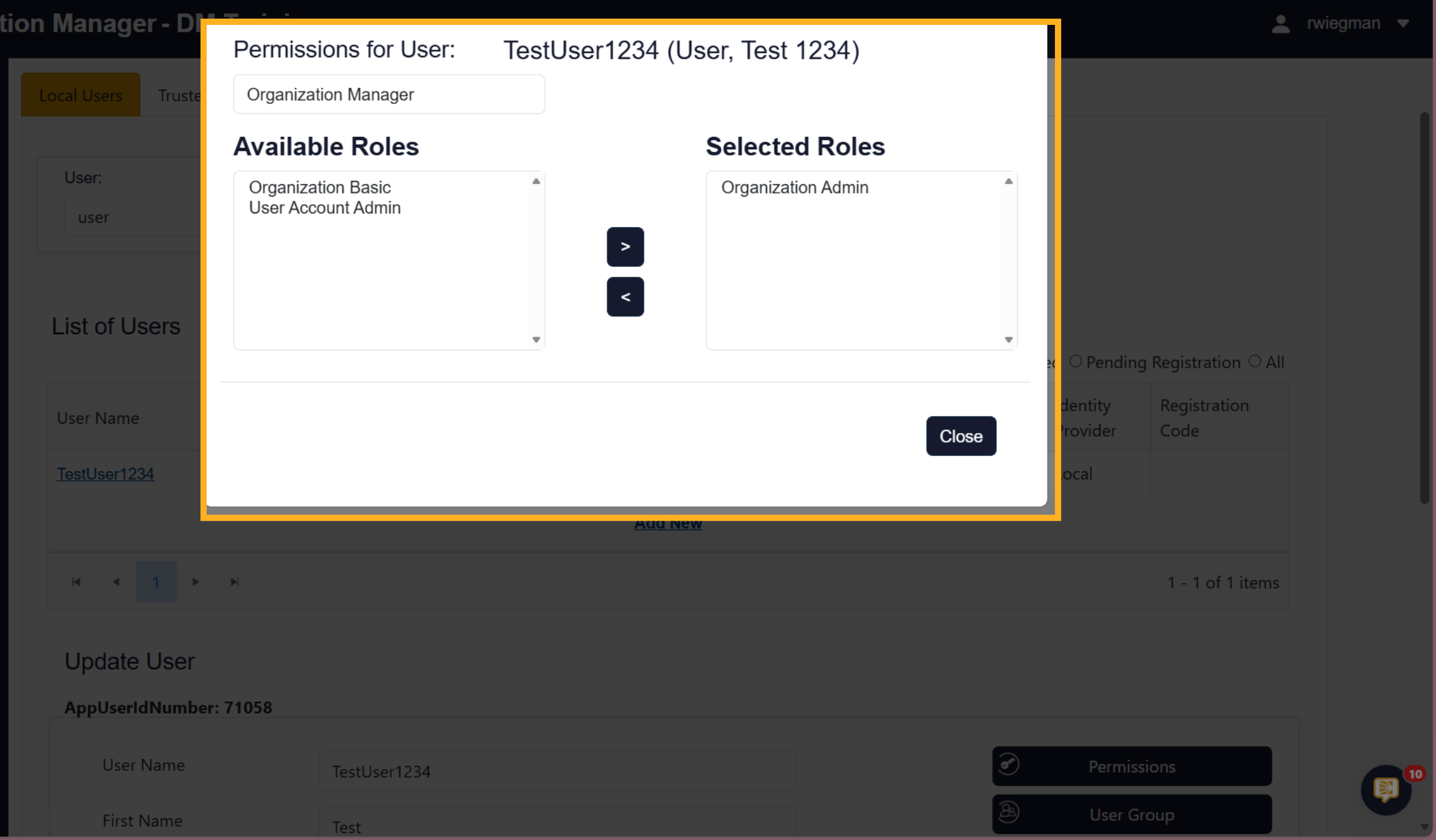 Selected Roles