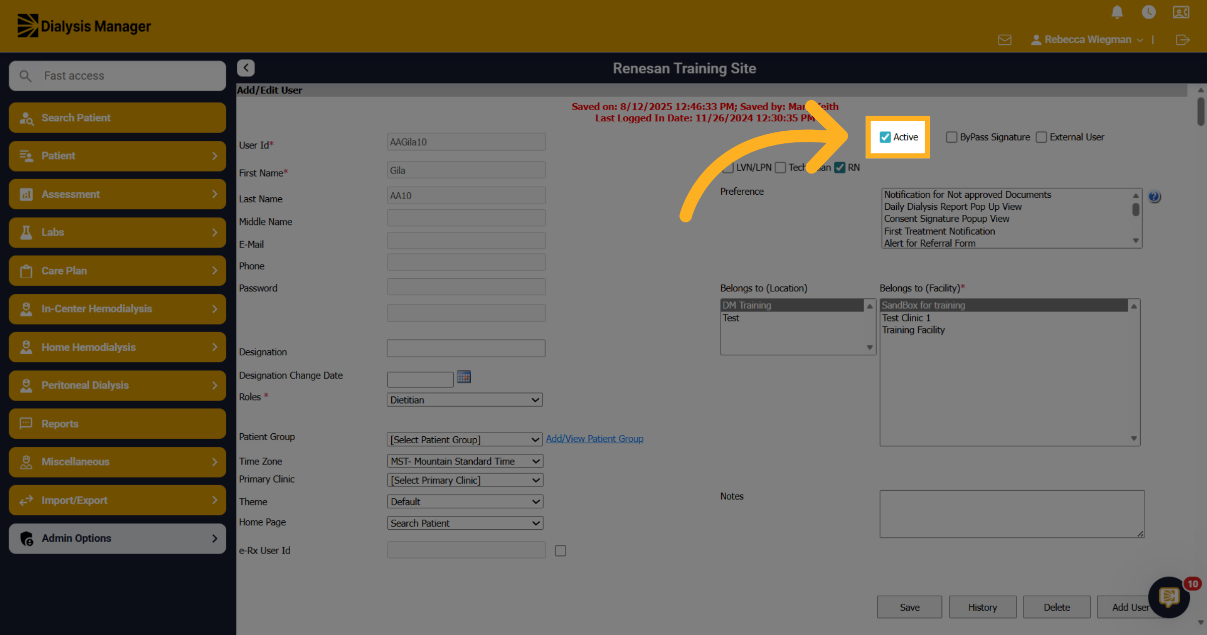 Change User Status