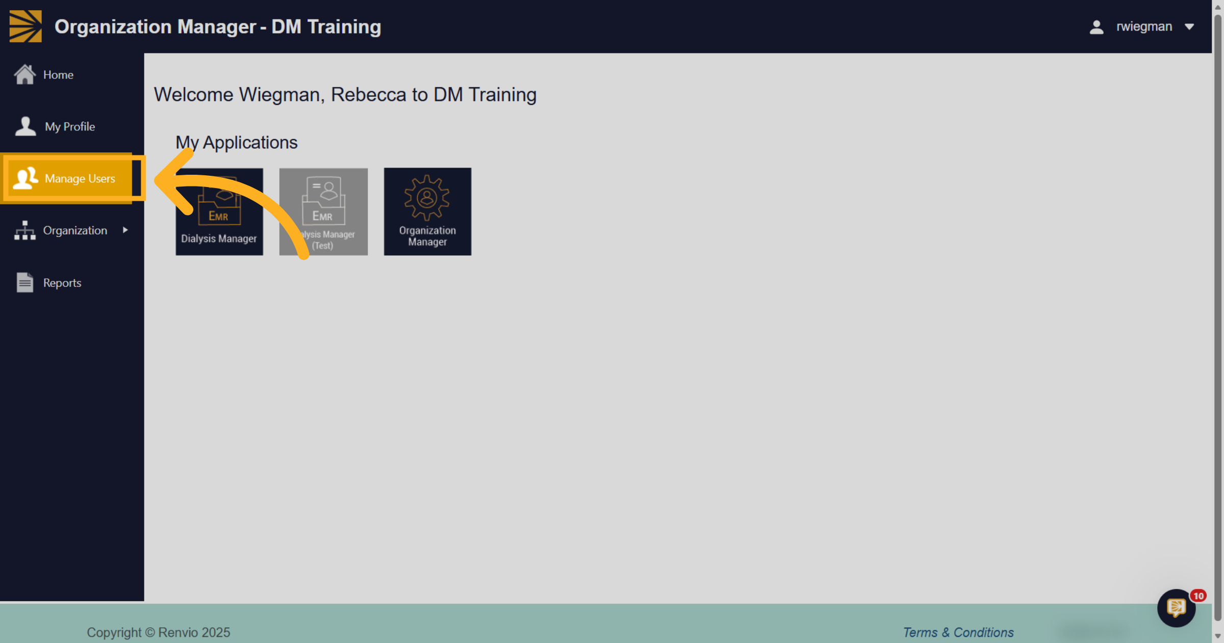 Open Manage Users Section