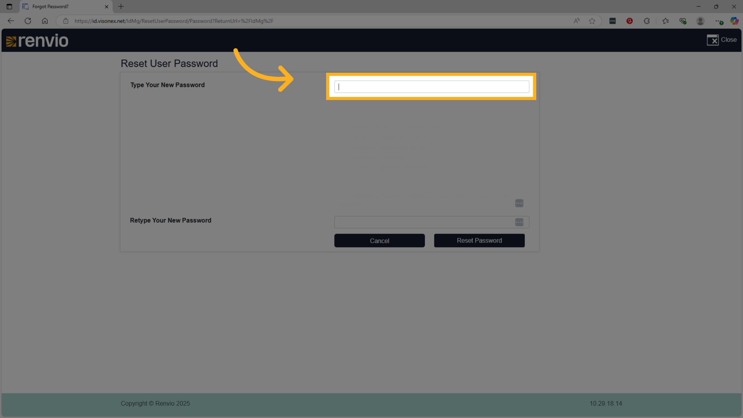 Click 'Type Your New Password'