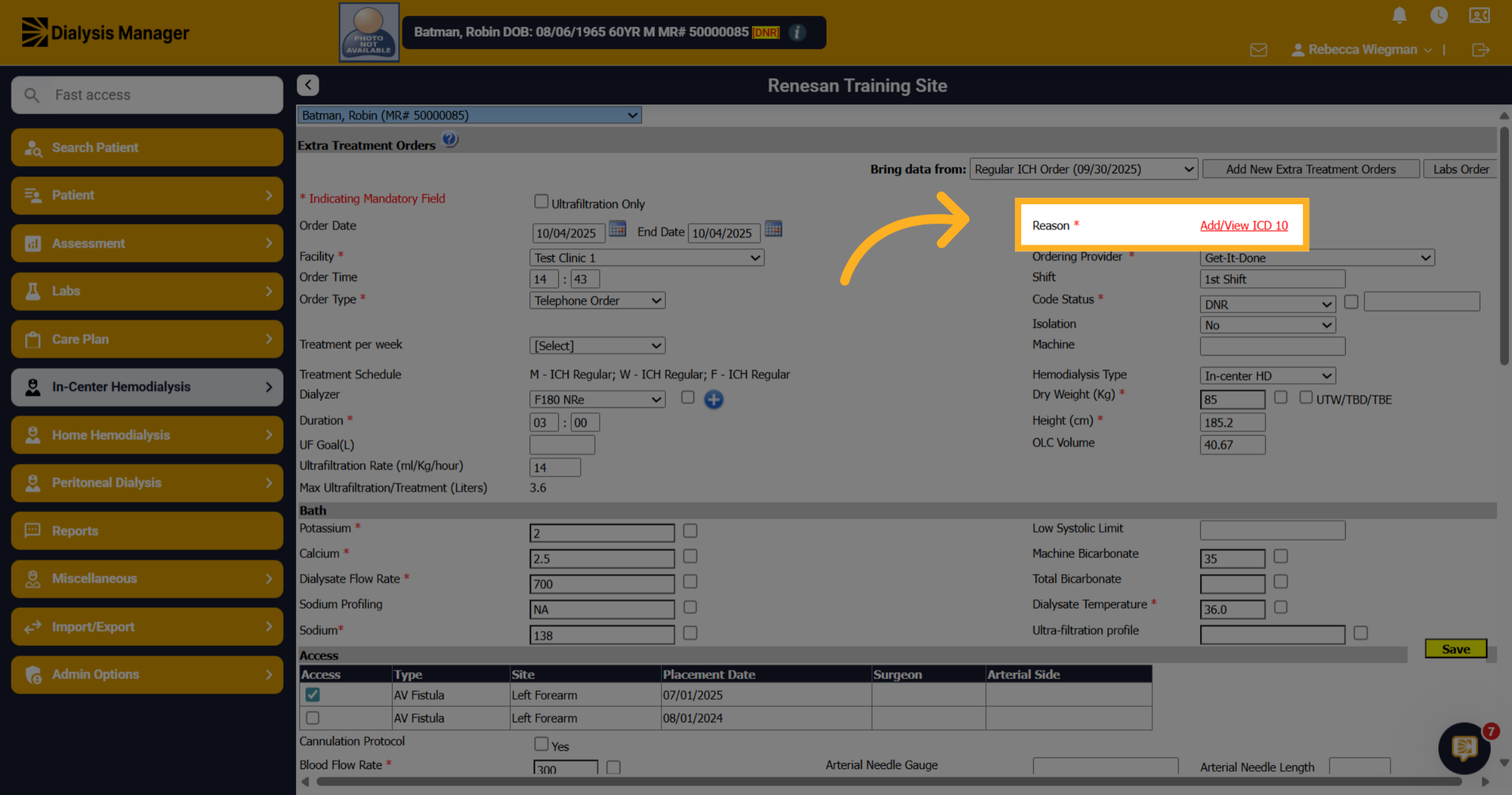 Click 'Add/View ICD 10'