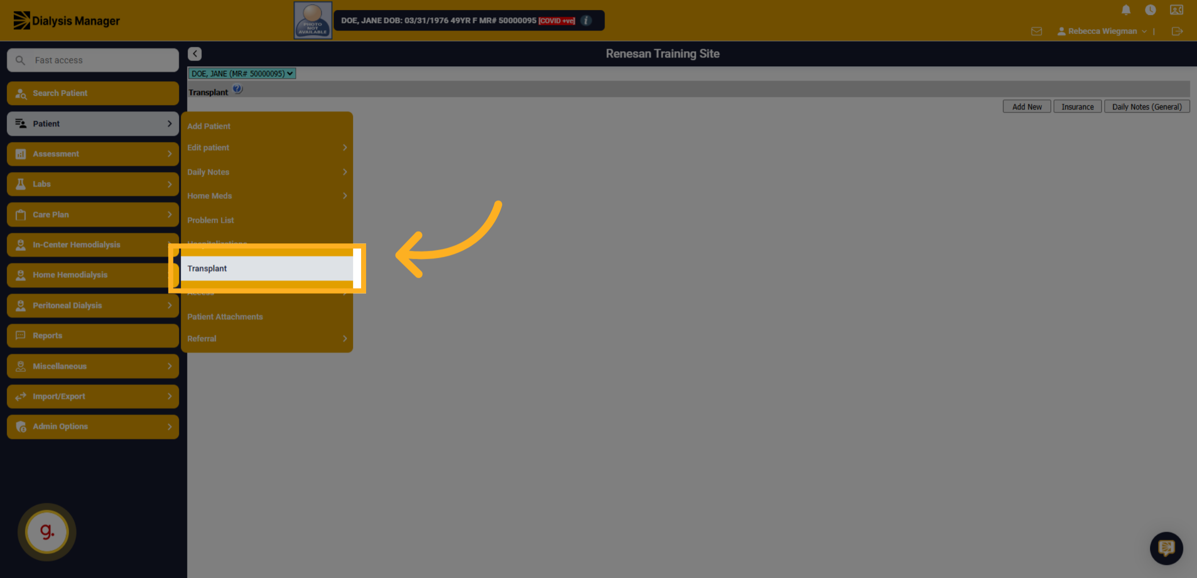 Click 'Transplant'
