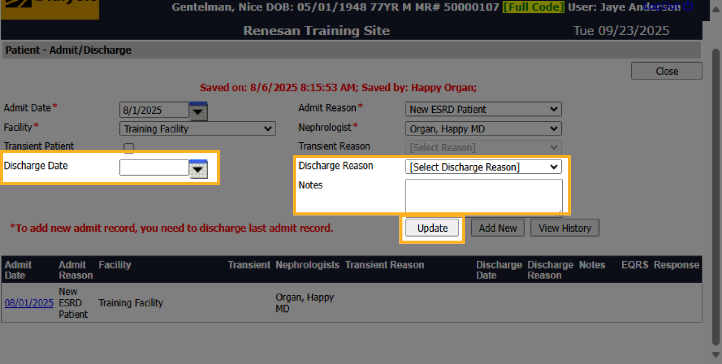 Enter Discharge Date