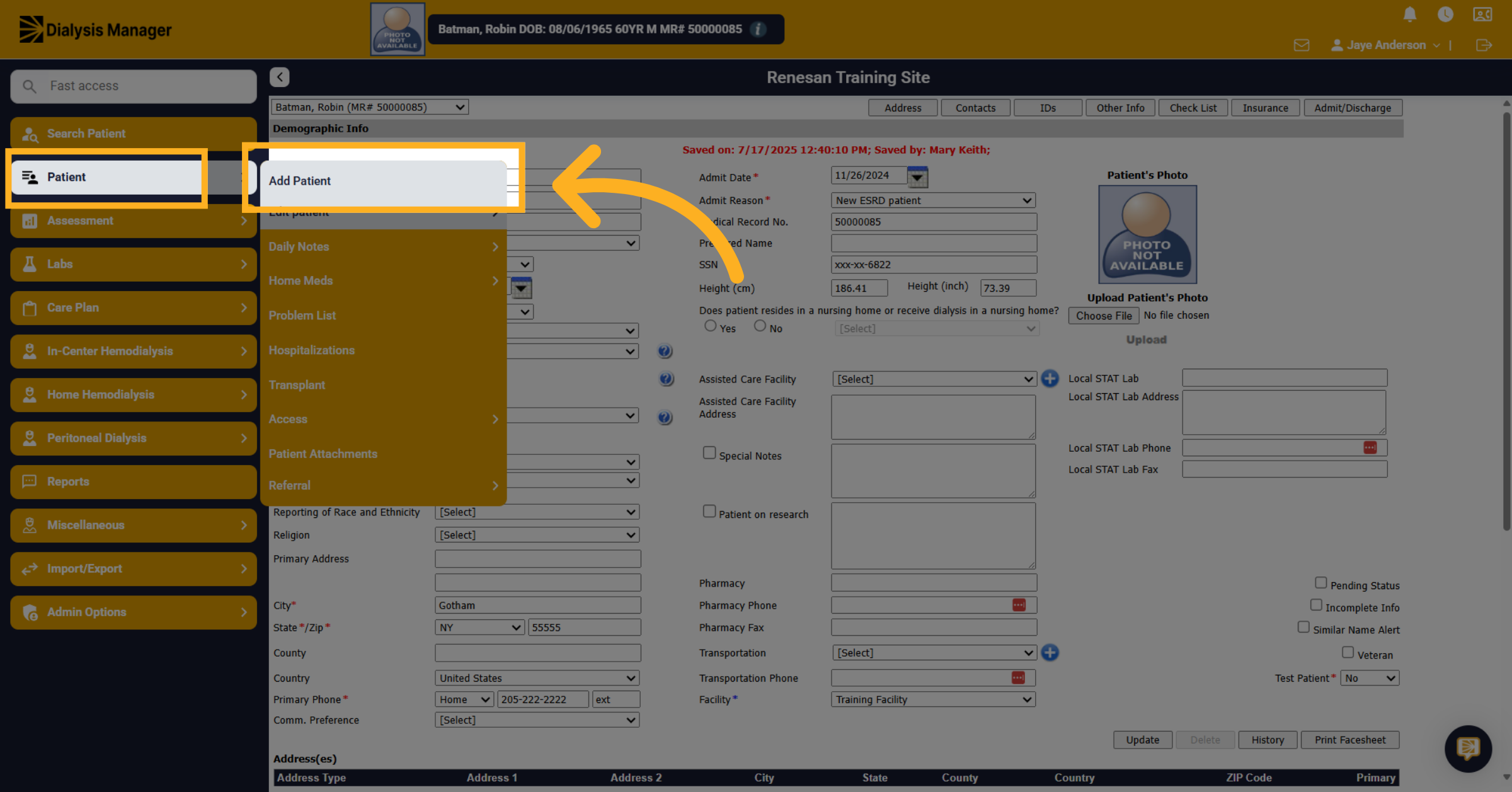 Click 'Add Patient'
