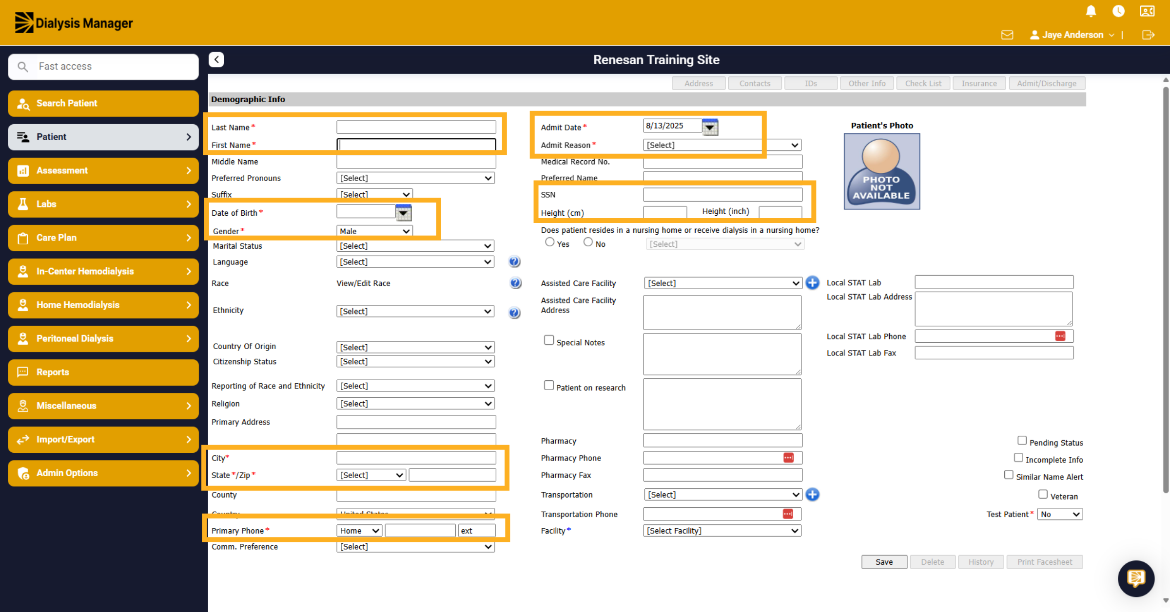 Required fields