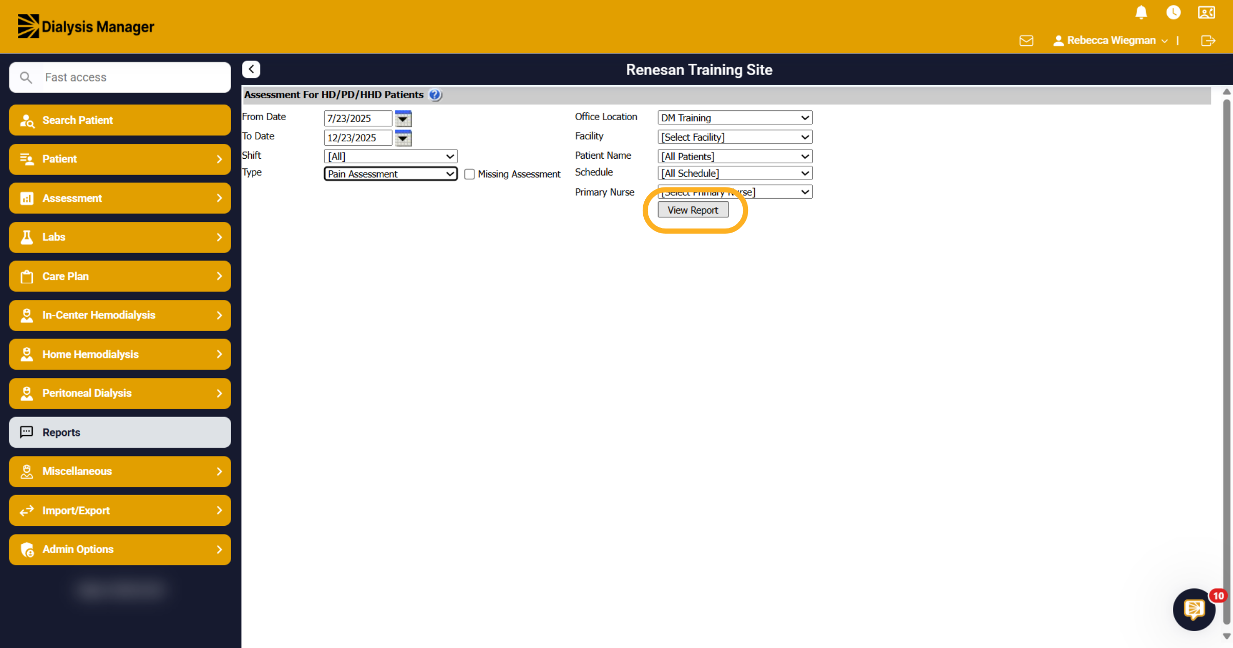 View Selected Report