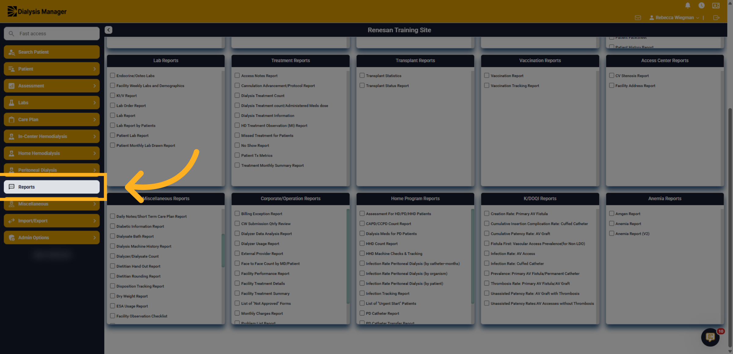 Click Reports Menu