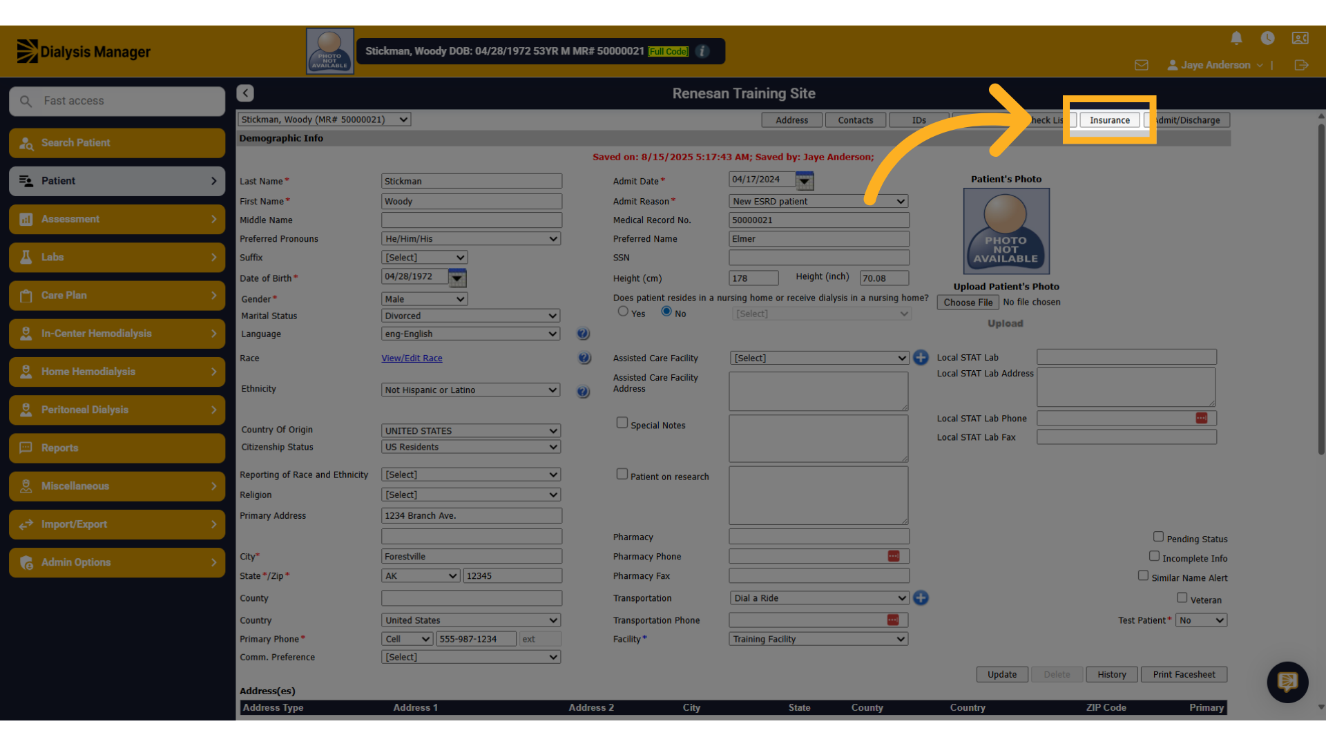 Click 'Insurance'