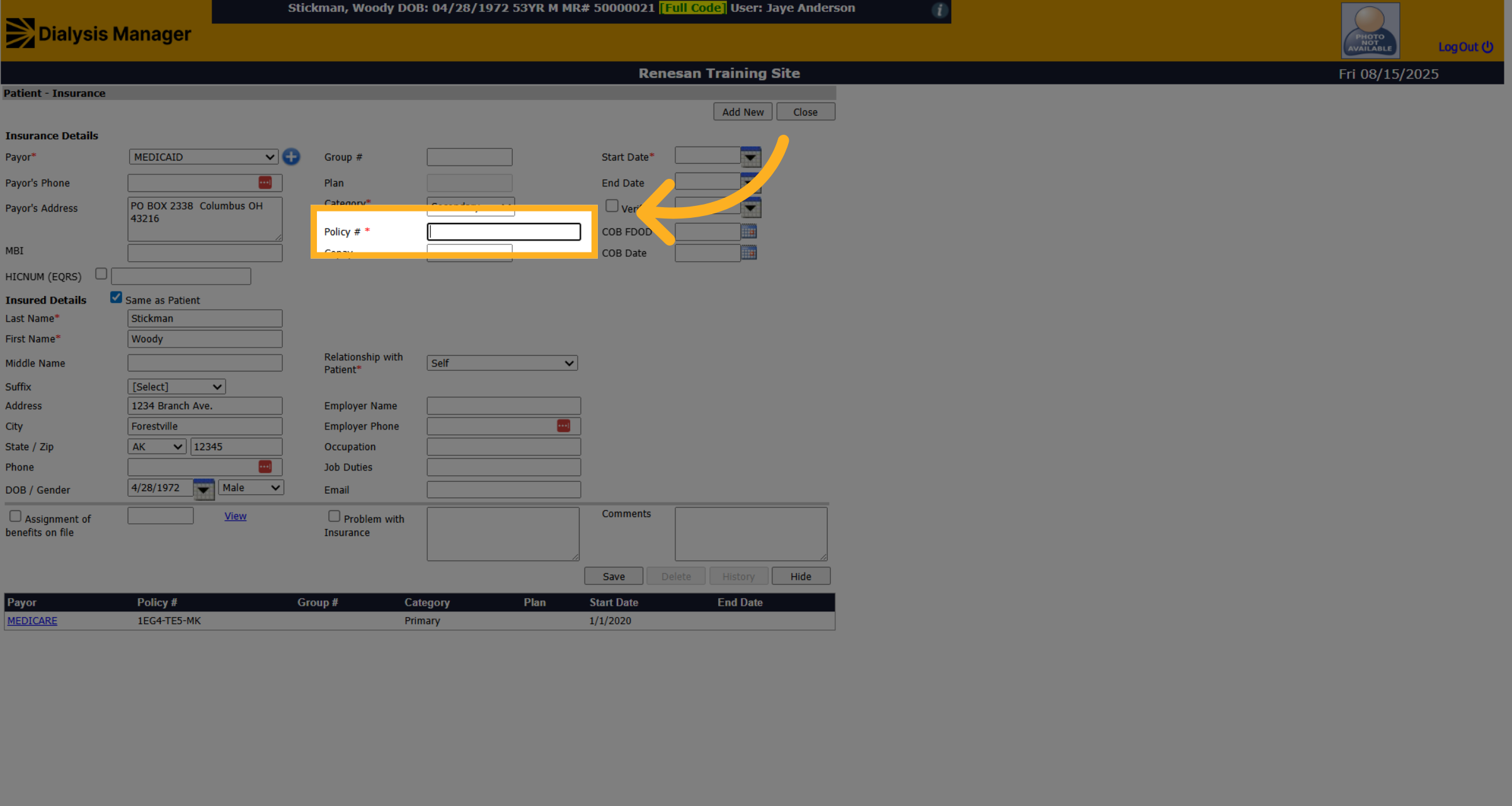 Enter Policy Number