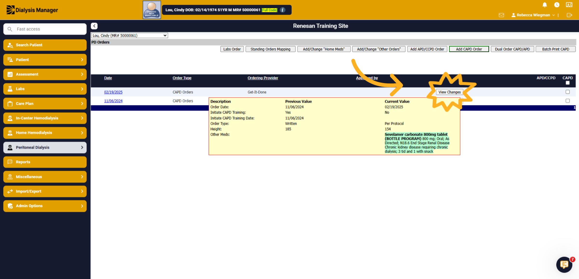 PD Orders Screen