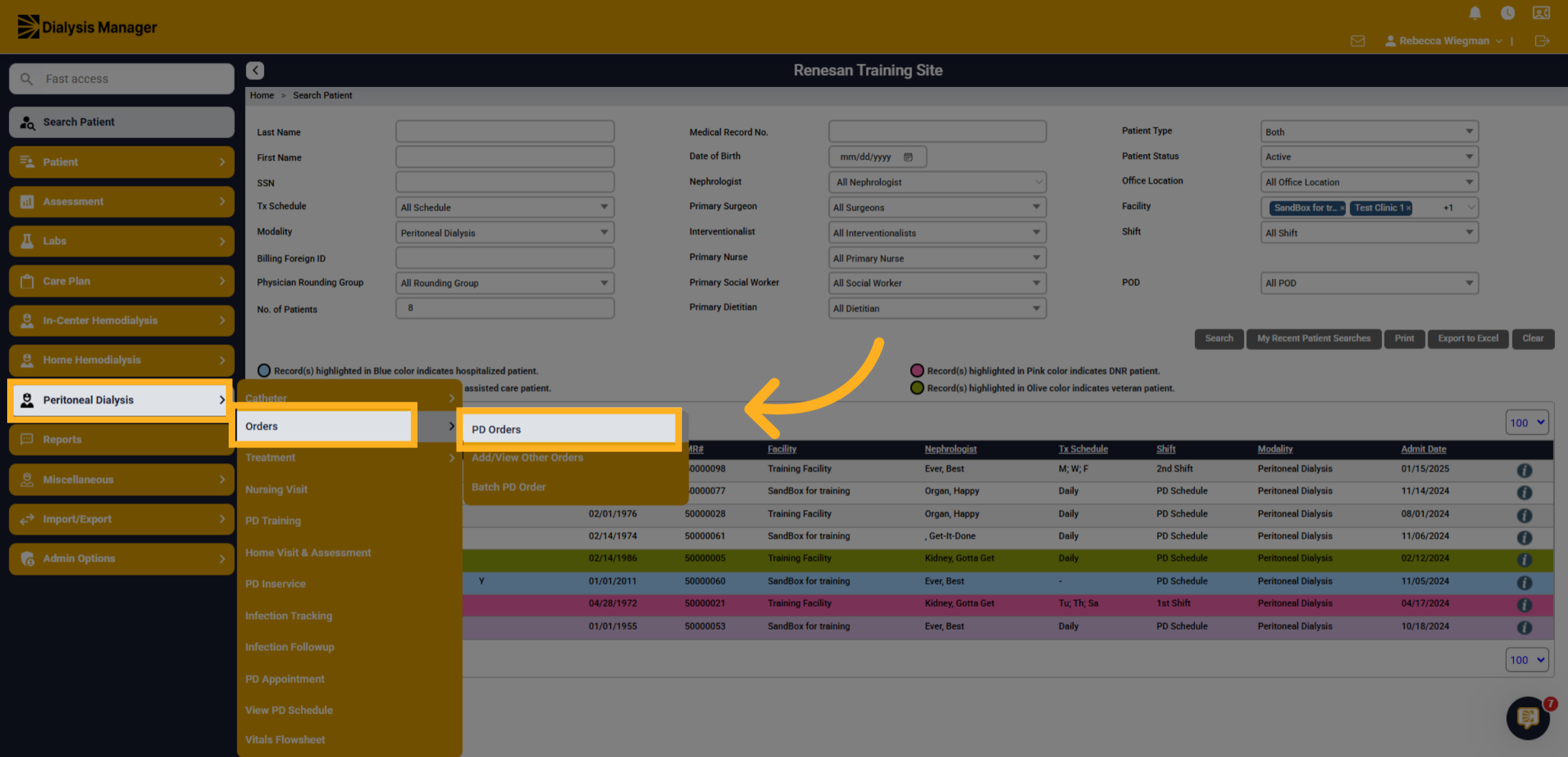 Click 'PD Orders'