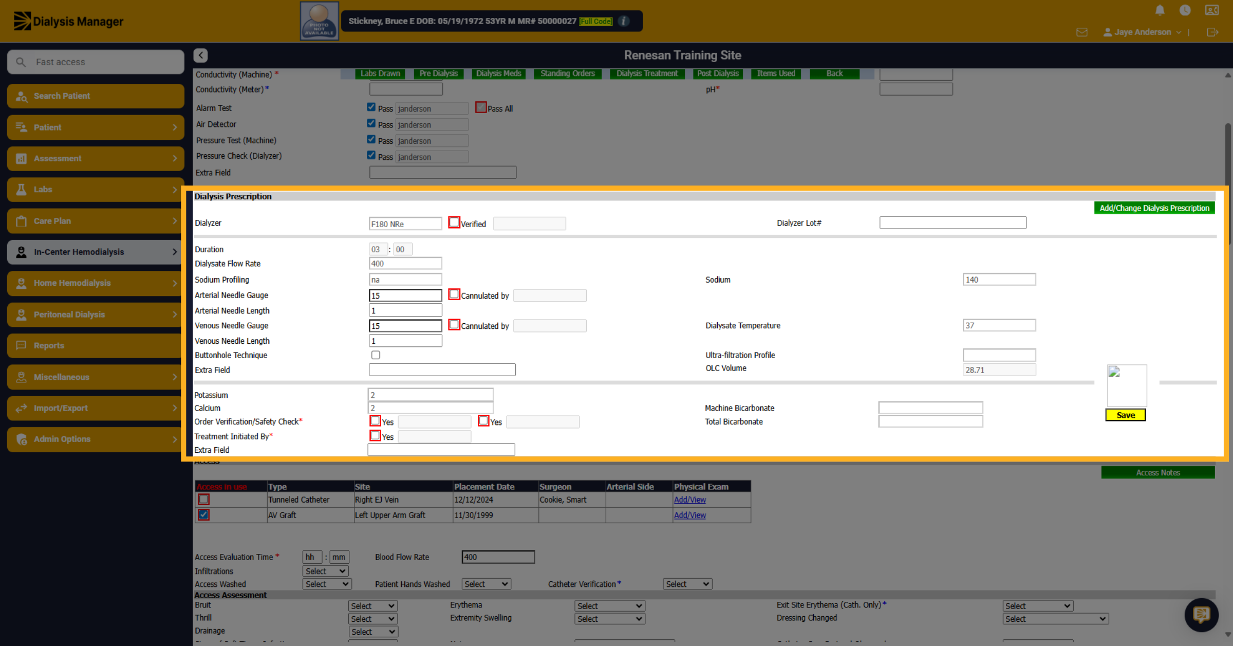 Click 'Dialysis Prescription'