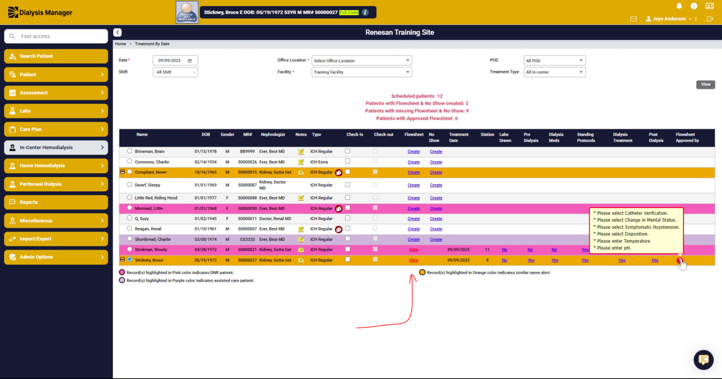 View Remaining Flow Sheet Tasks