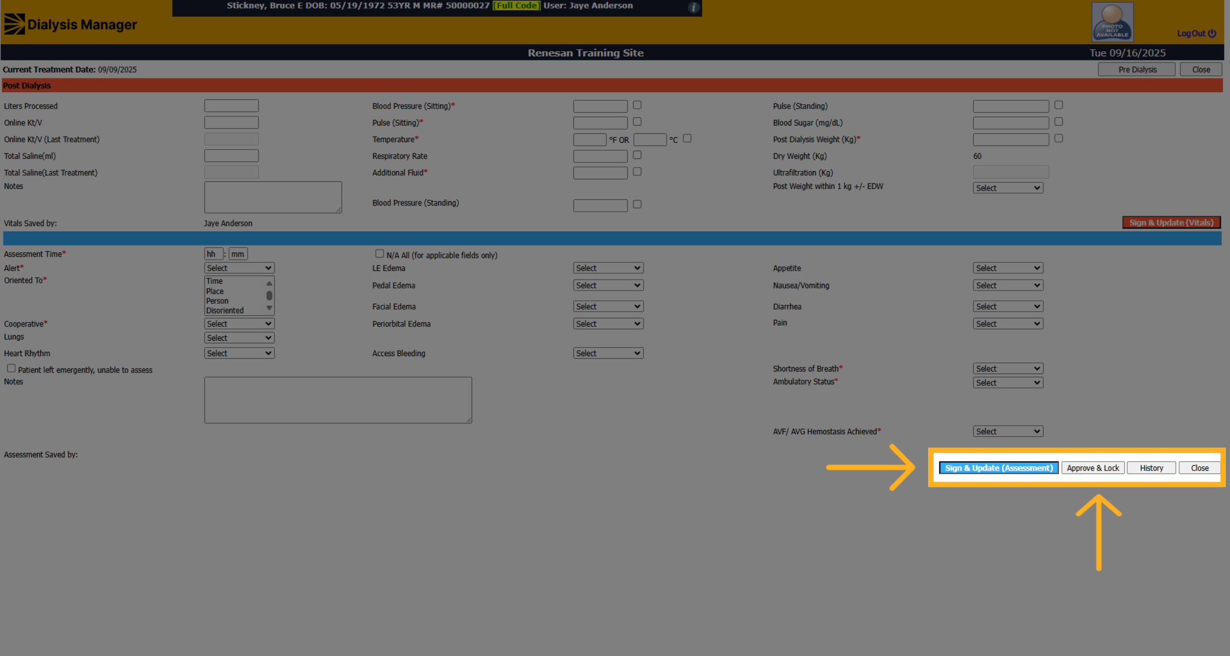 Click 'Sign & Update (Assessment)'