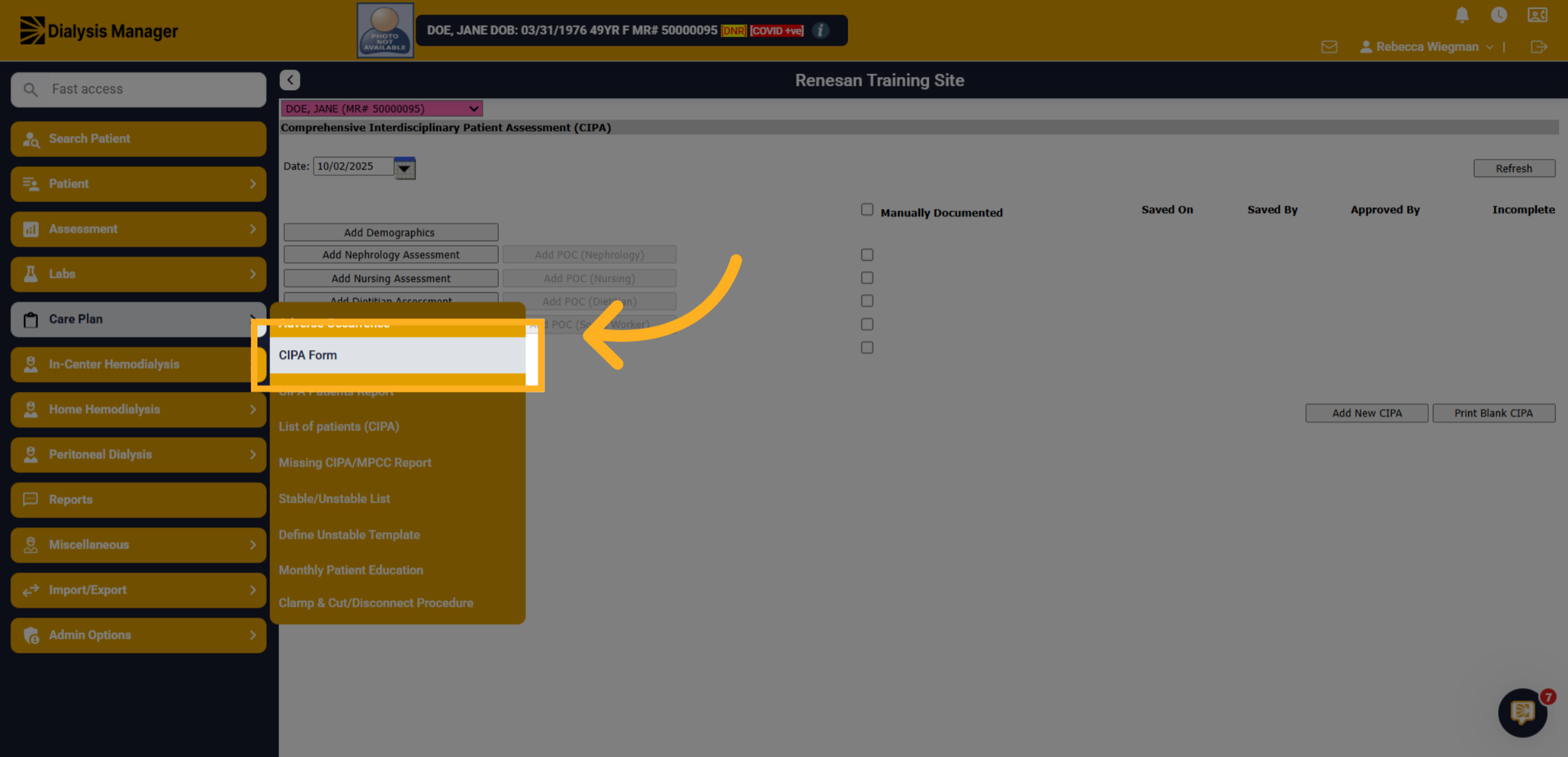 Click 'CIPA Form'