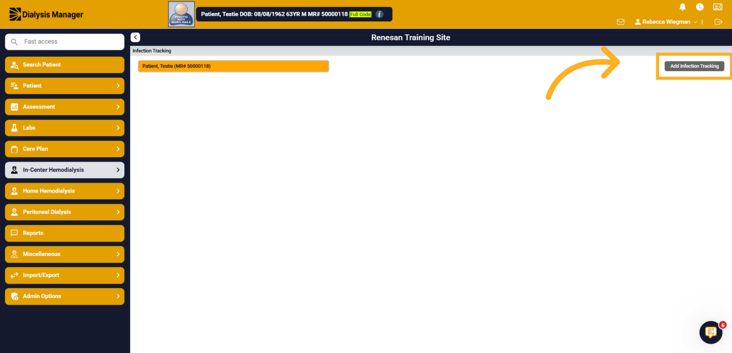 Click 'Add Infection Tracking'