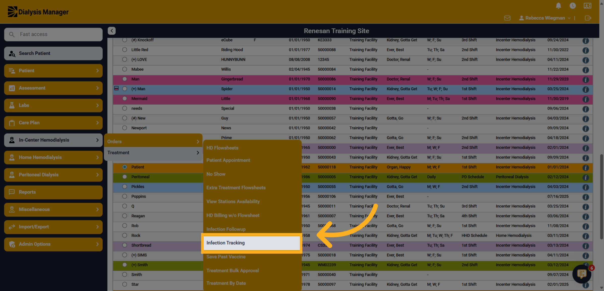 Click 'Infection Tracking'