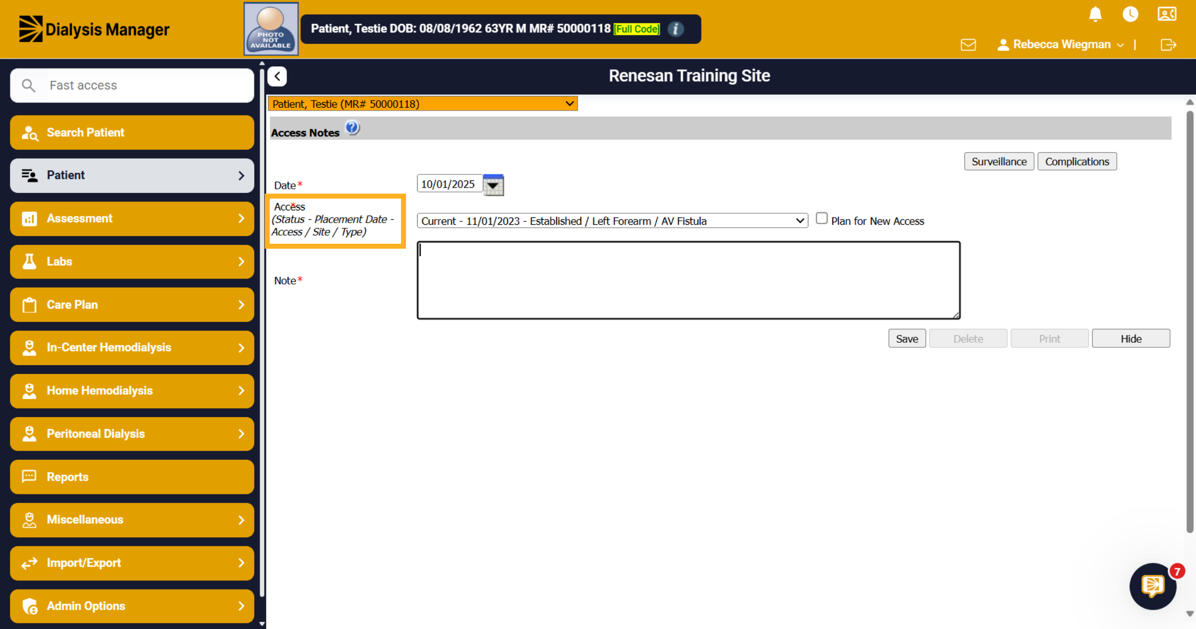 Select the Access