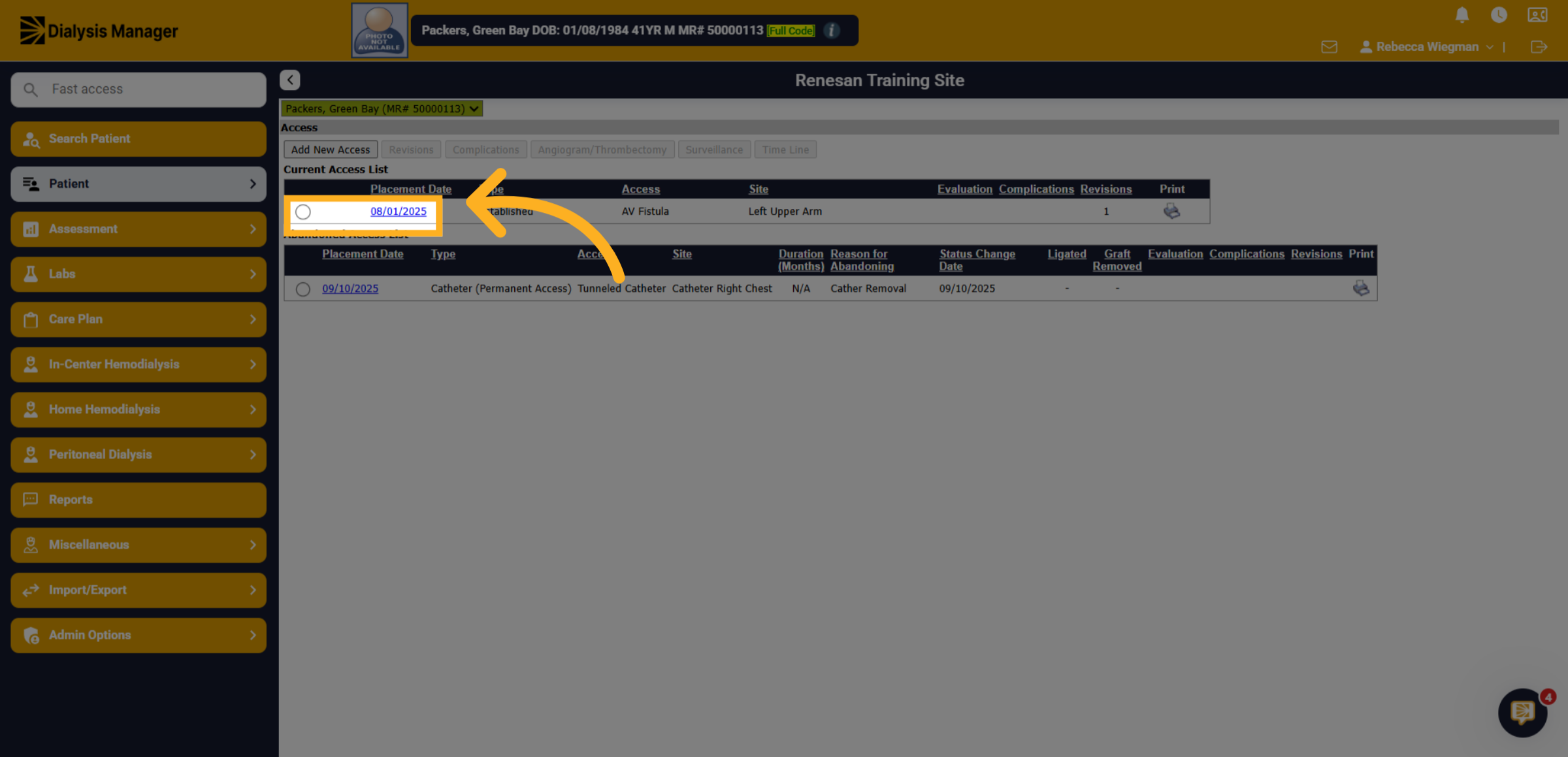 Select your access date