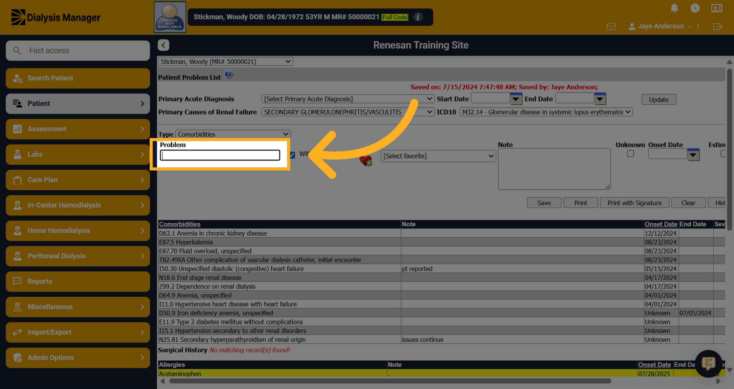 Enter your problem or the ICD 10 code