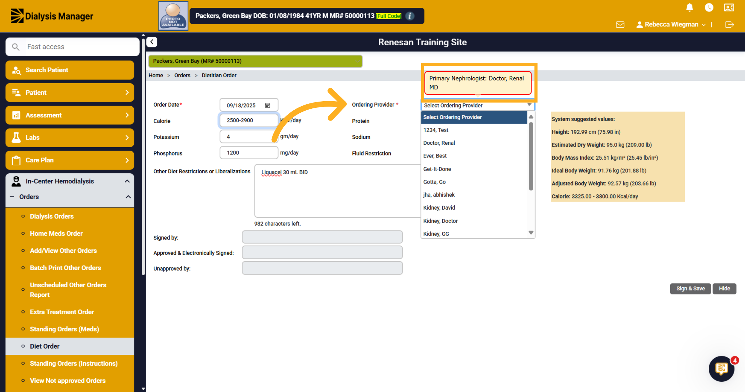Ordering provider