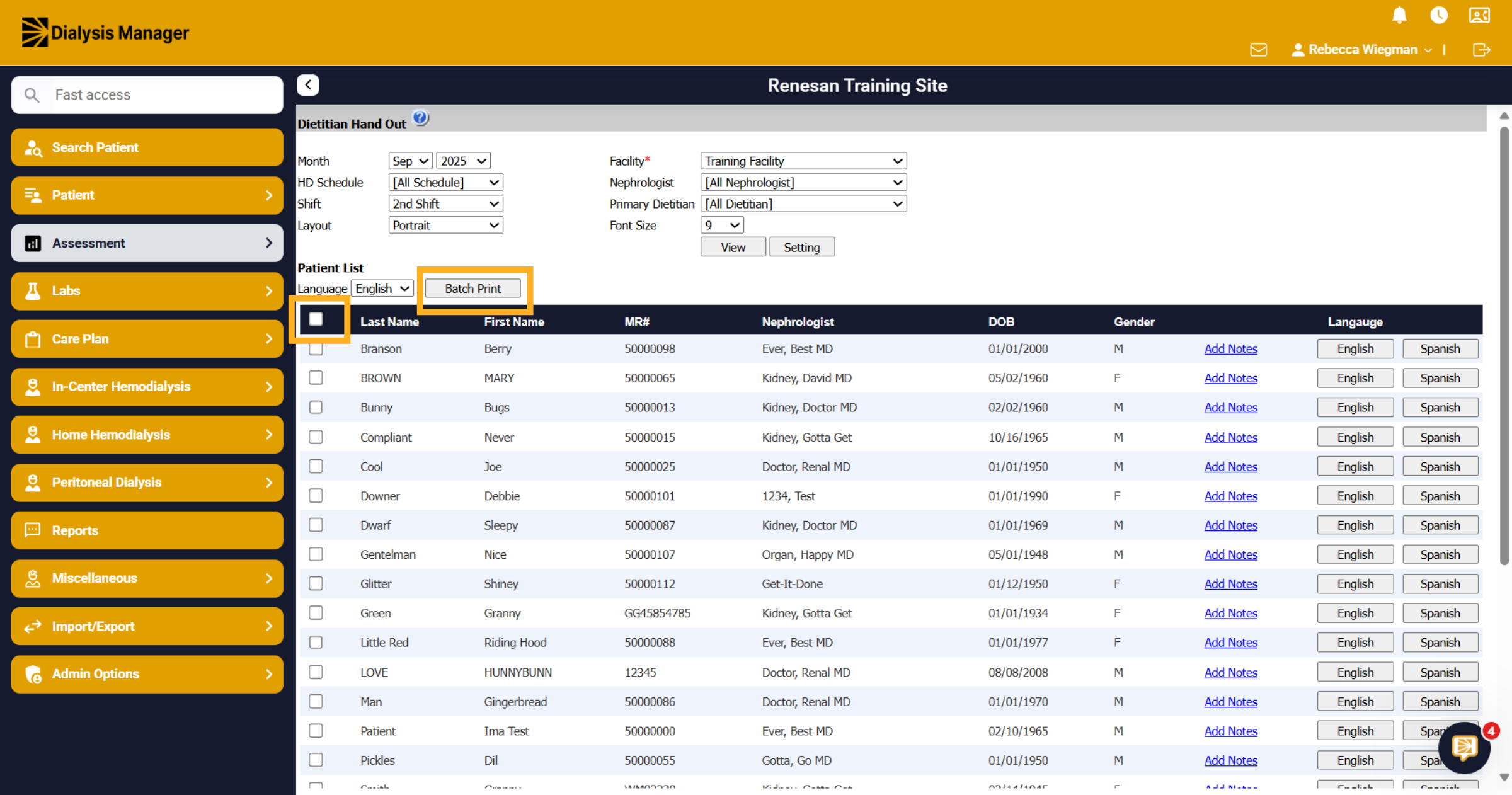 List of Patients