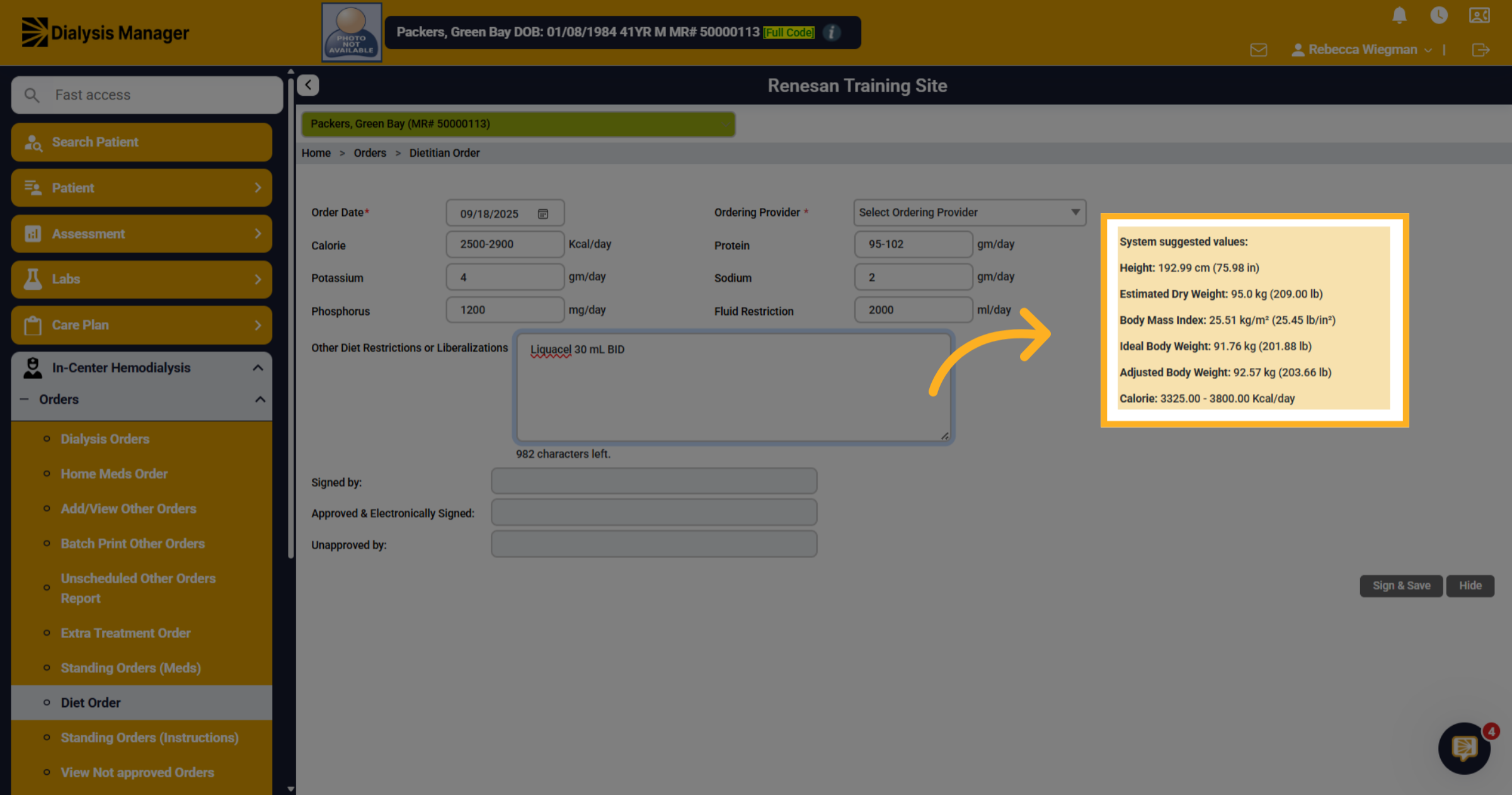 System Suggested Values