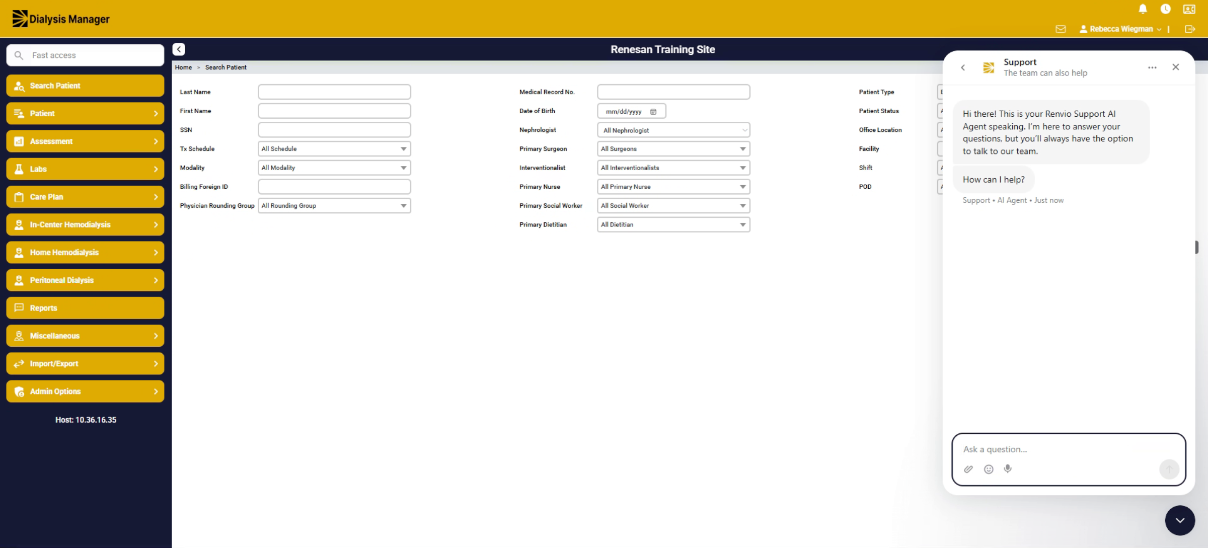 Dialysis Manager Search Scope