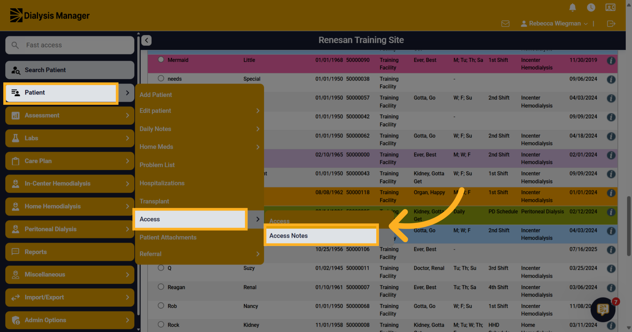 Click 'Access Notes'