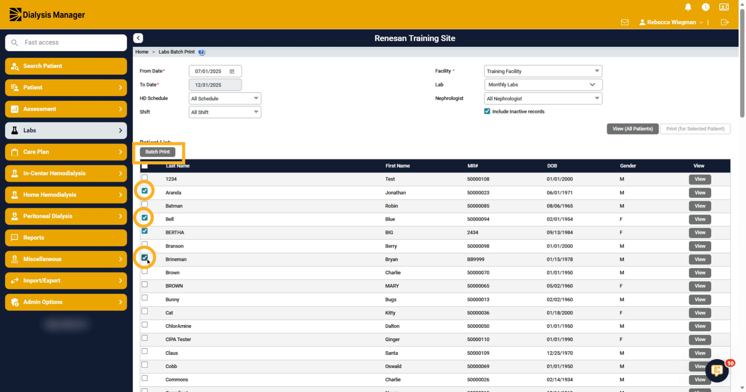 Selecting specific patients