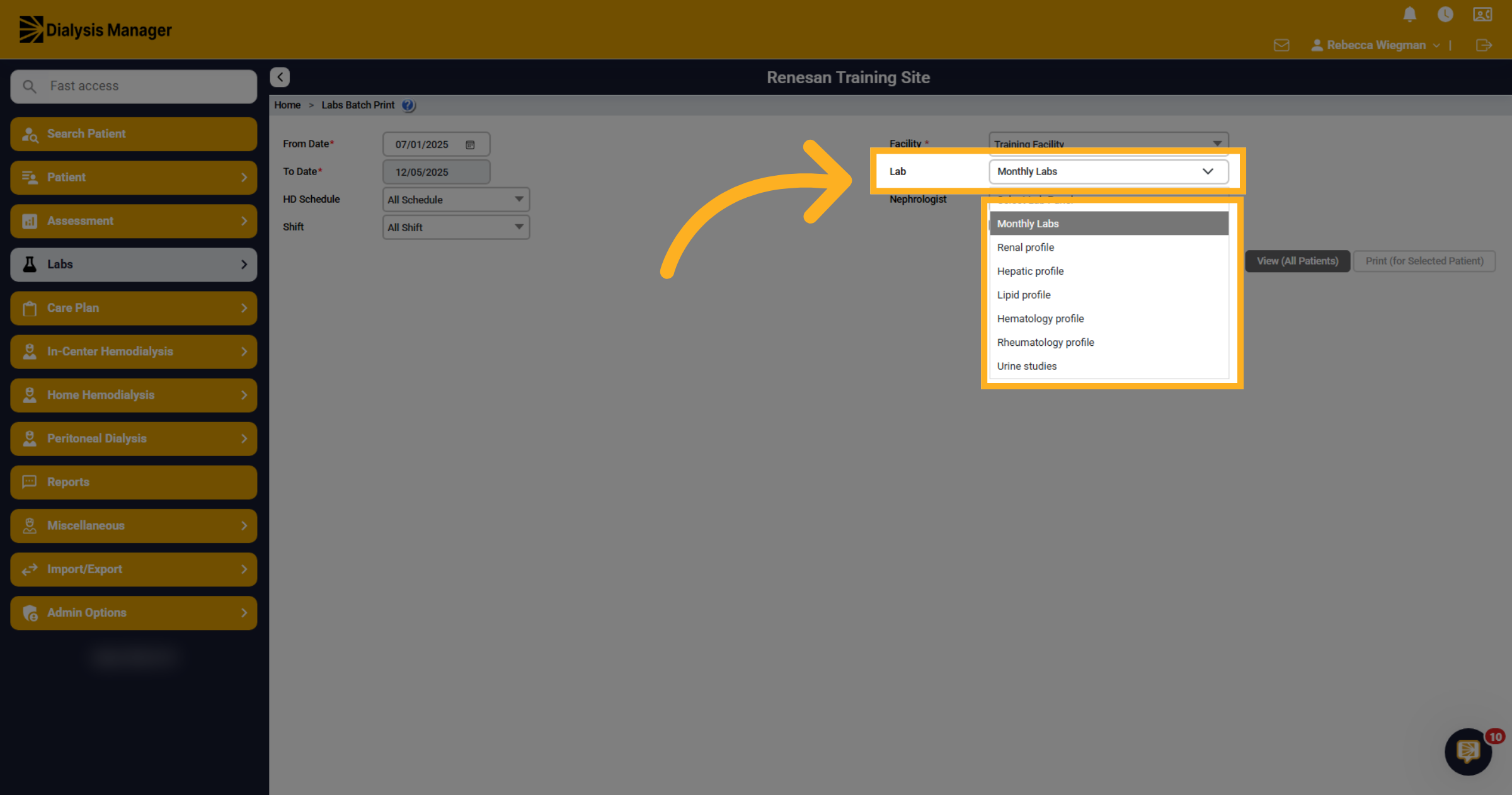 Choose Lab Panels