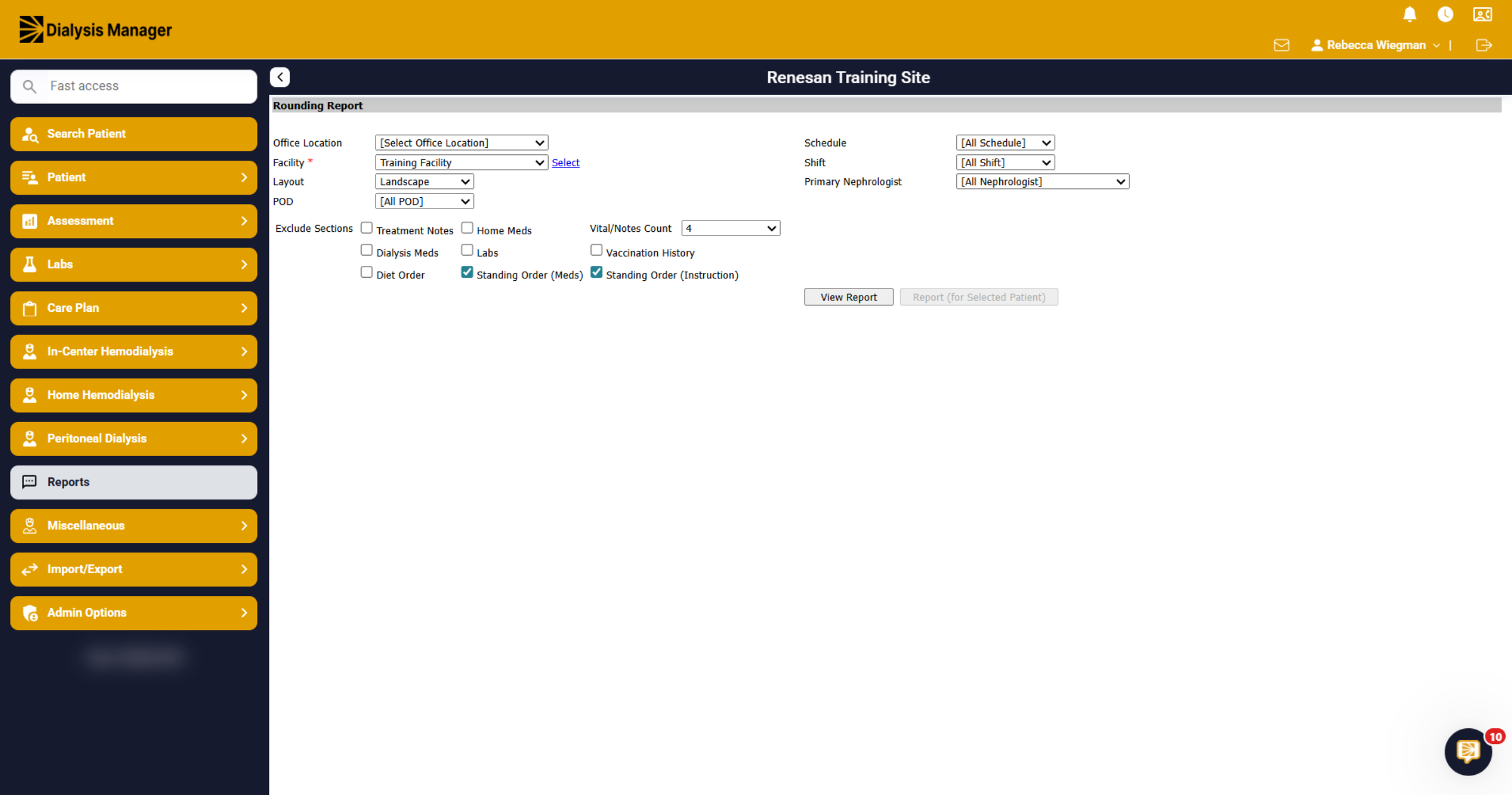 Access Dialysis Manager Interface