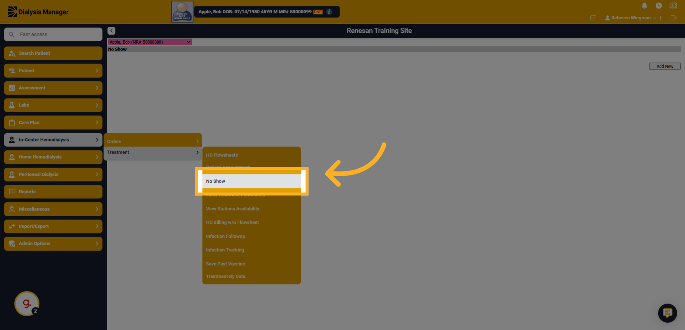 Click 'No Show'