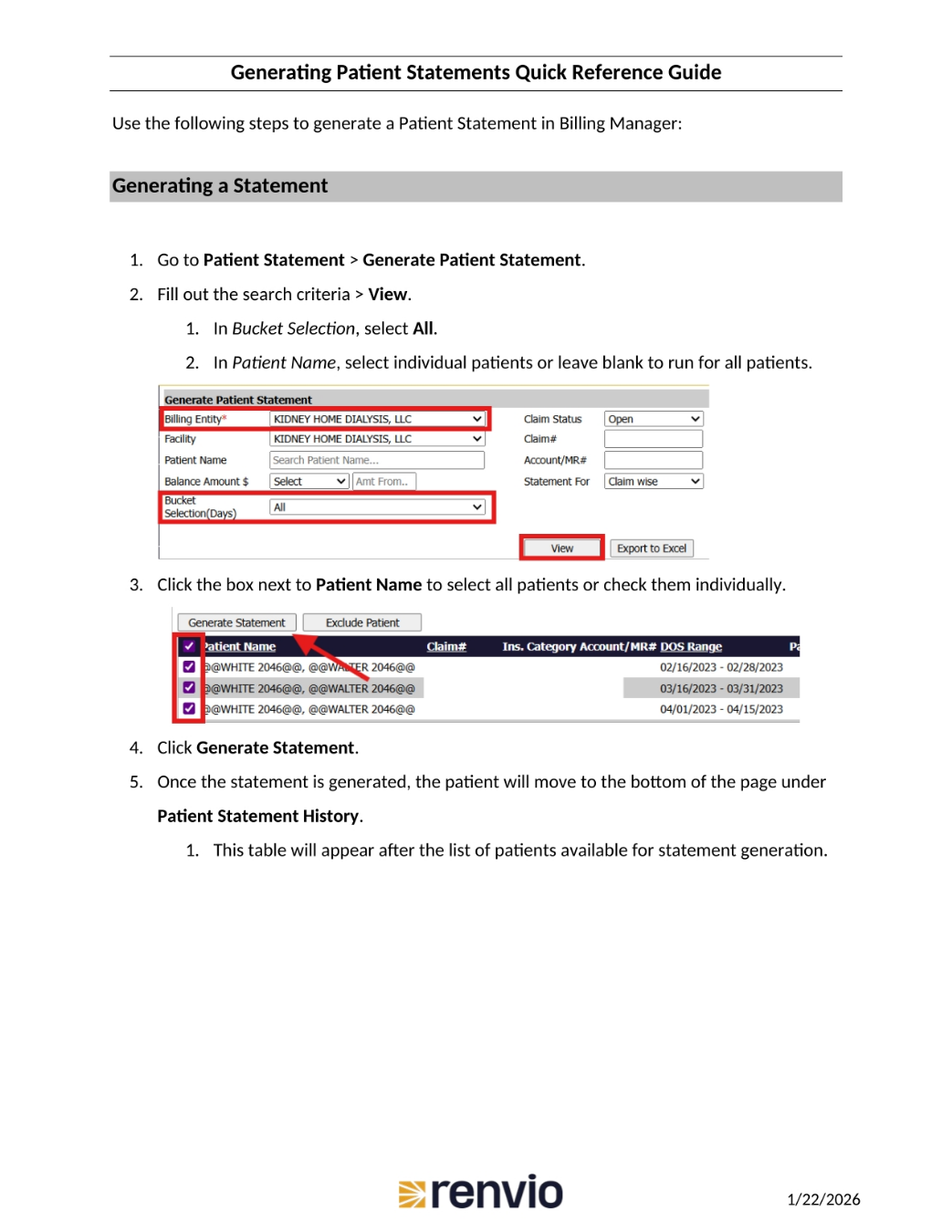 Generating a Patient Statement