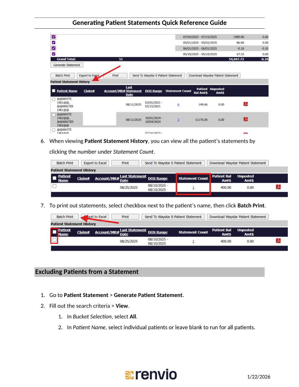Viewing and Printing Patient Statements