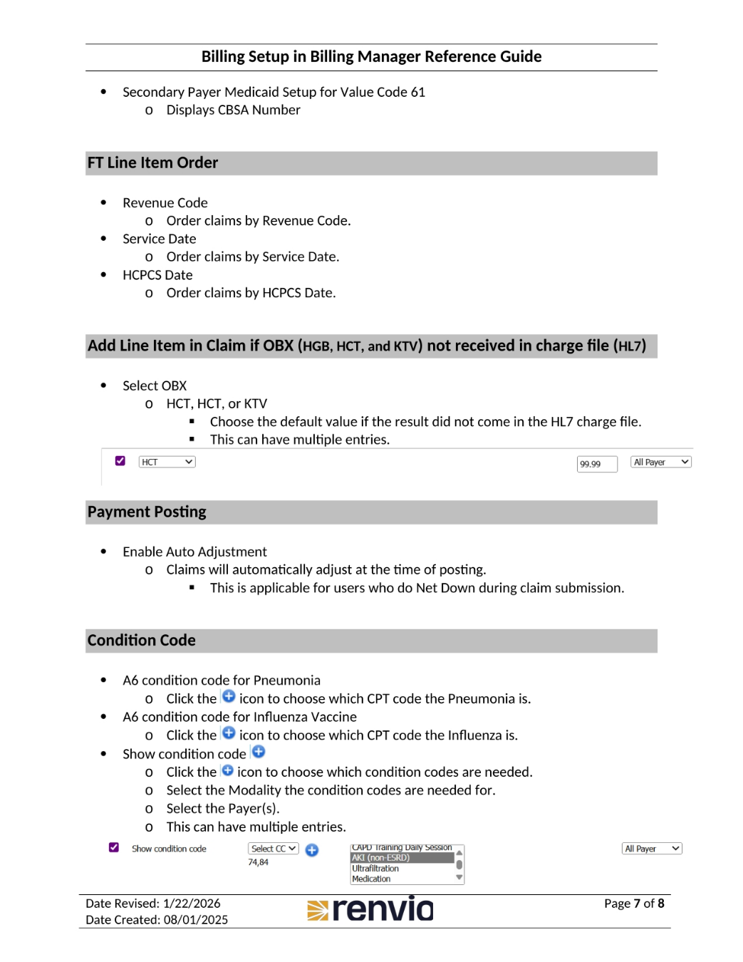FT Line Item Order and Condition Codes