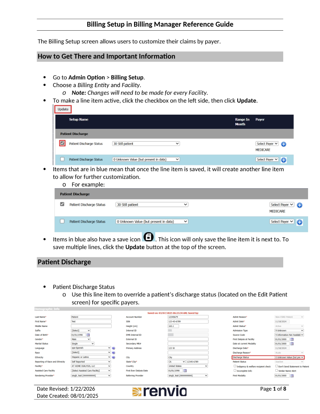 Billing Setup Screen Customization