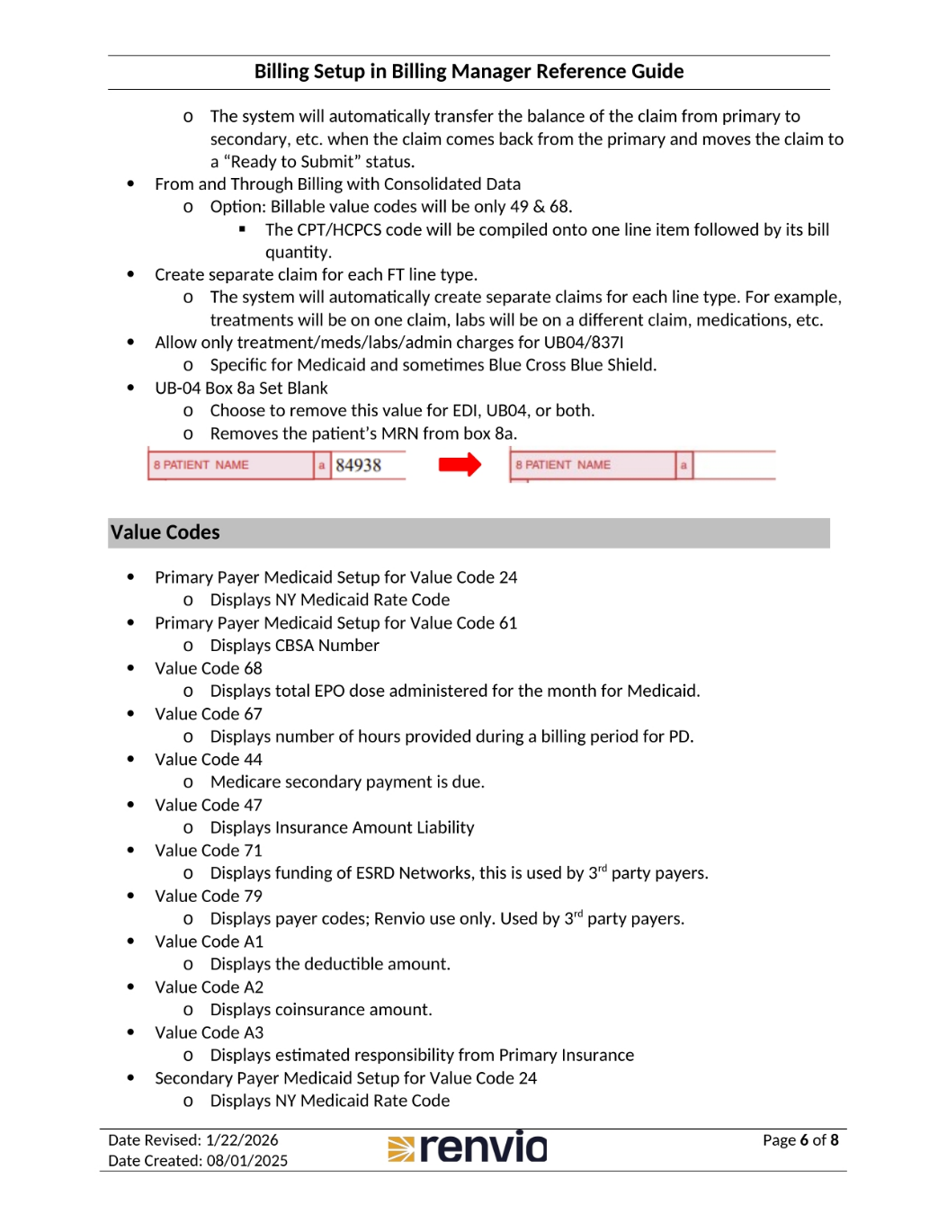 Claim Transfers and Value Codes