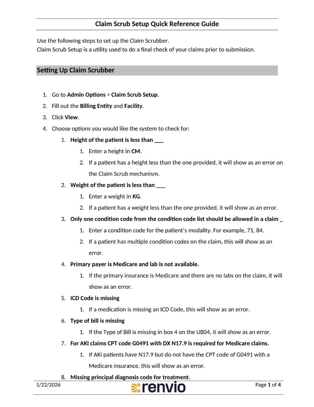 Setting Up Claim Scrubber