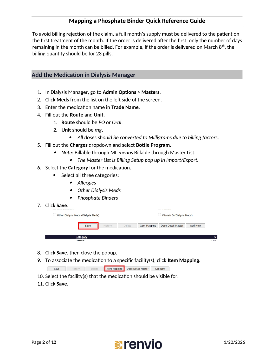 Adding Medication in Dialysis Manager
