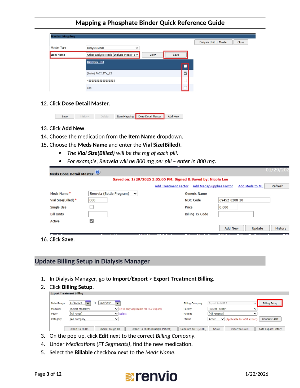 Completing Medication Details and Billing Setup