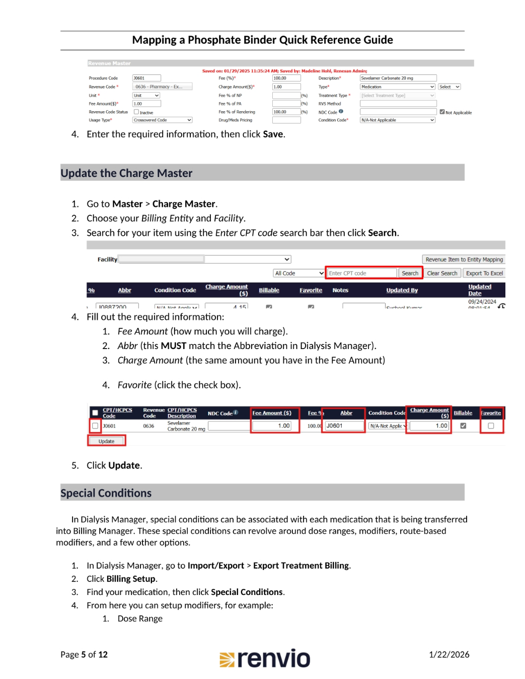Updating Revenue and Charge Masters