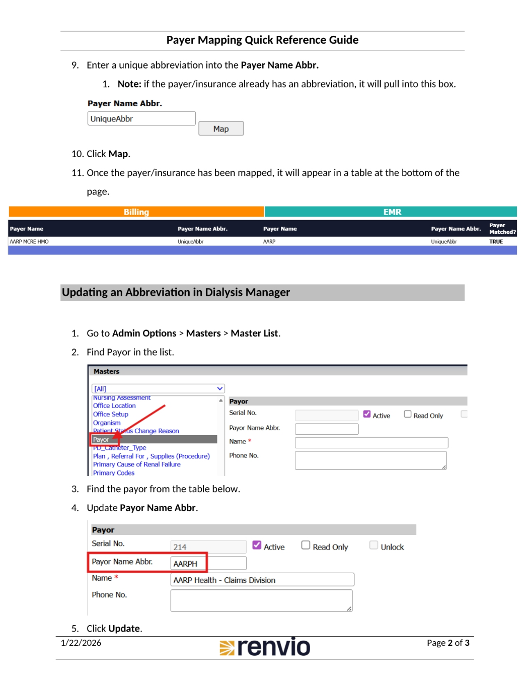 Update Abbreviation in Dialysis Manager