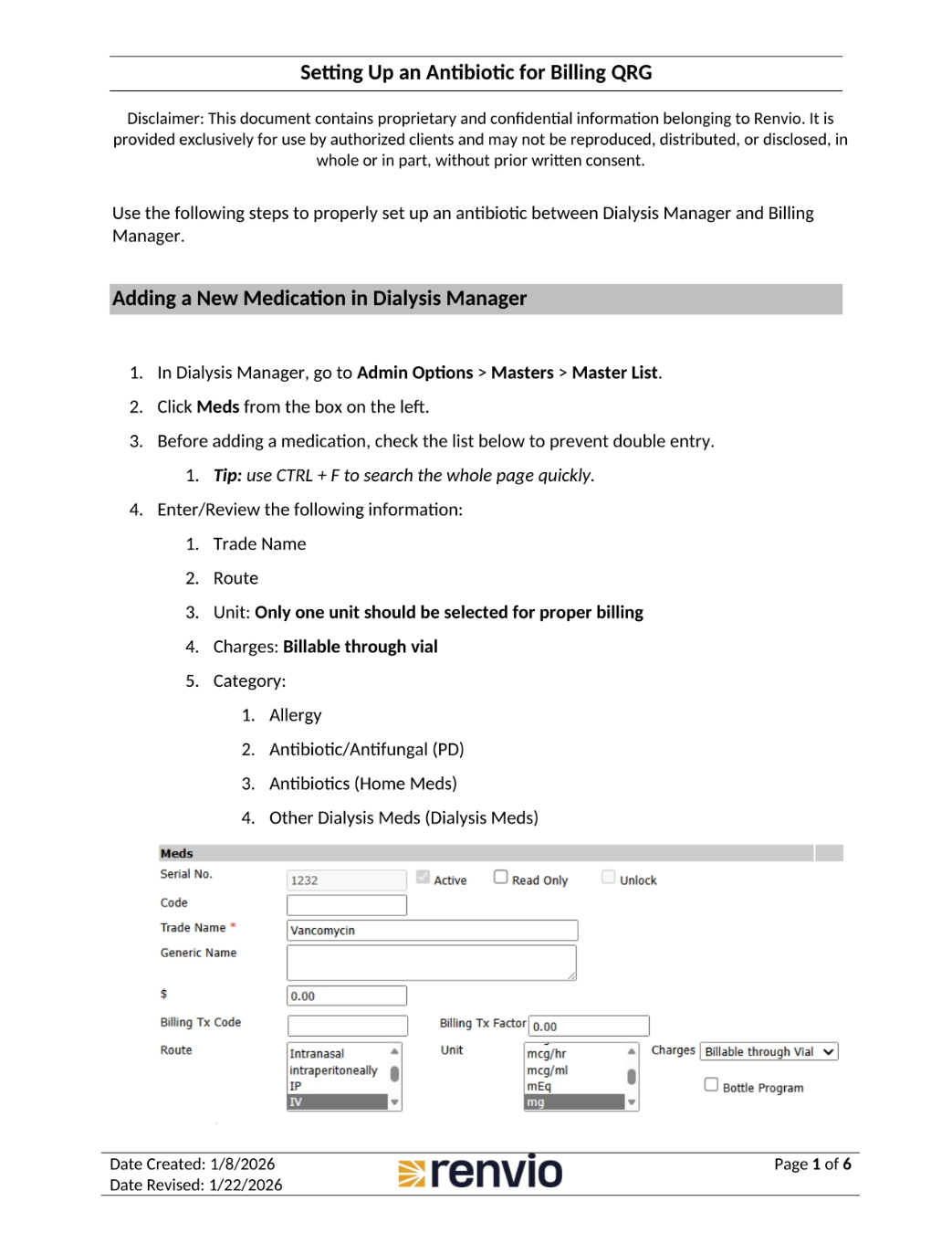 Adding a New Medication in Dialysis Manager